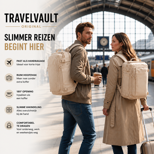 TravelVault Original | Alles mee voor je korte trip. Zonder koffer. Zonder chaos.