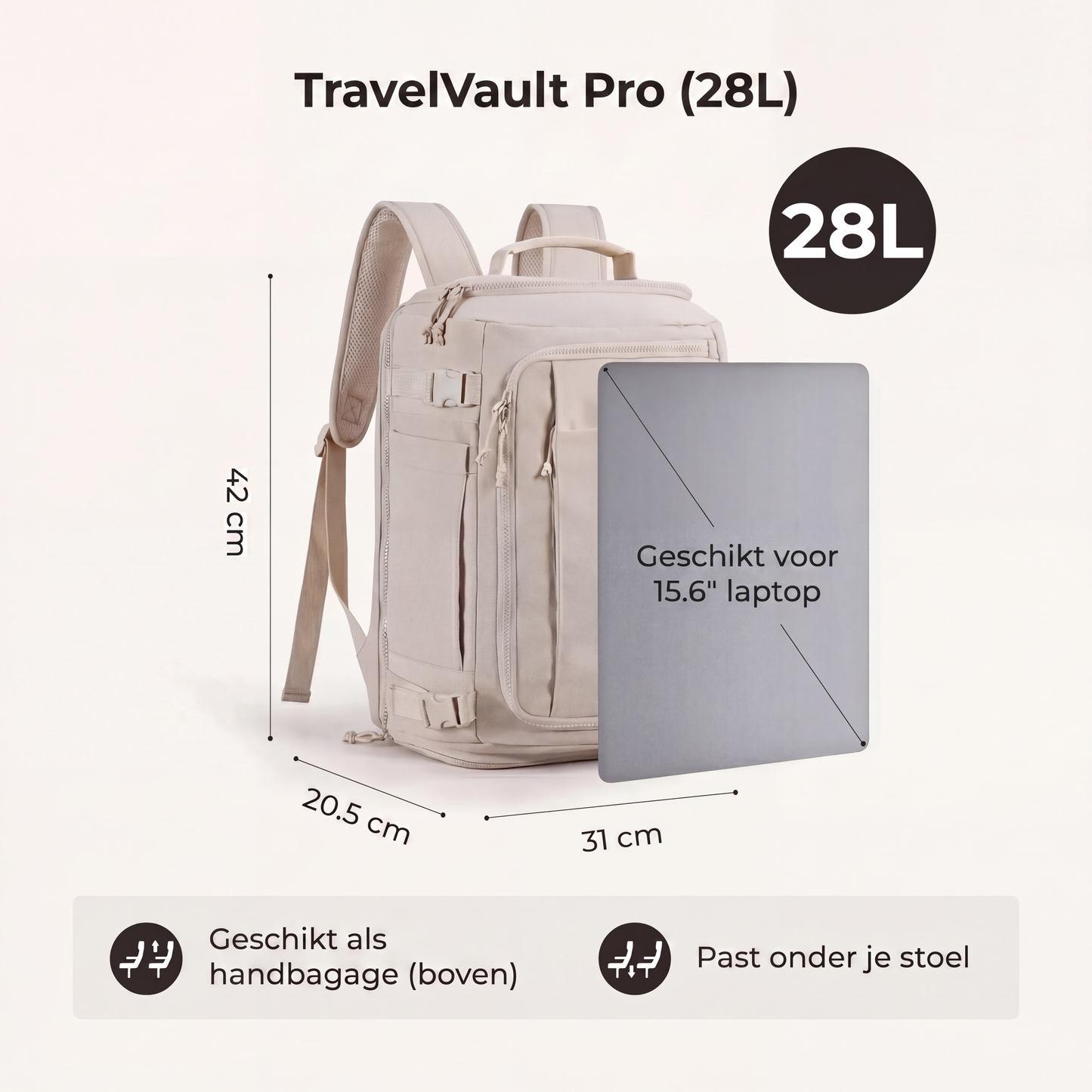 TravelVault Original | Alles mee voor je korte trip. Zonder koffer. Zonder chaos.