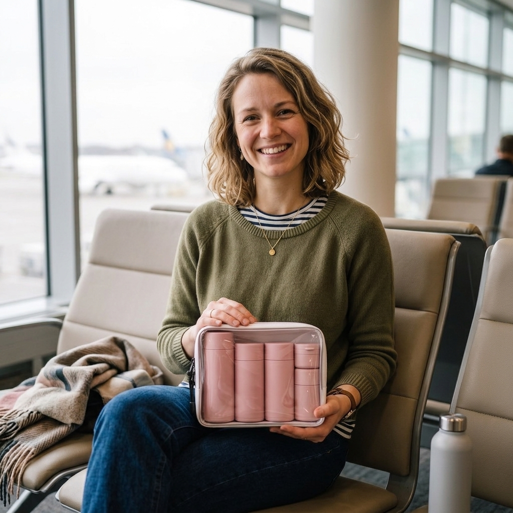 PureVault mee in de handbagage op het vliegveld