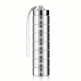 CalmVault metalen weekpil-organizer zilver met Nederlandse dagafkortingen